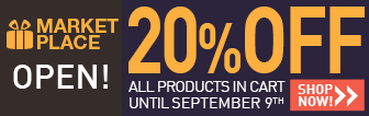 MARKETPLACE OPEN! 20% OFF ALL PRODUCTS UNTIL SEPTEMBER 9TH. SHOP NOW!